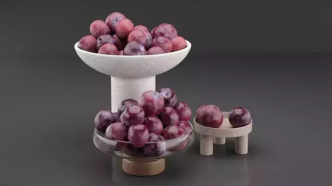 Cherry Plum Set 3D model 2