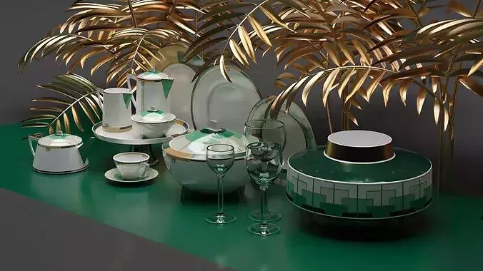 Tea Set 3D model 5