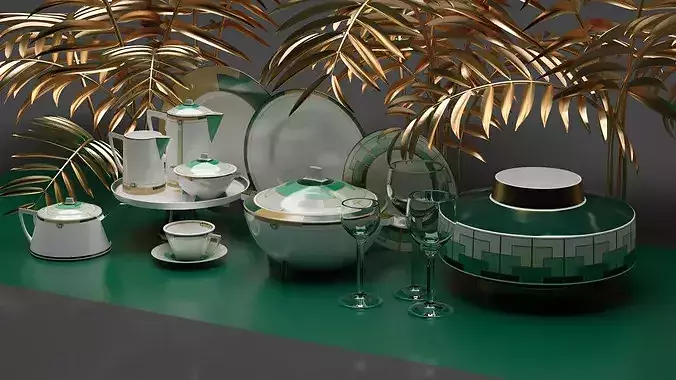 Tea Set 3D model 4