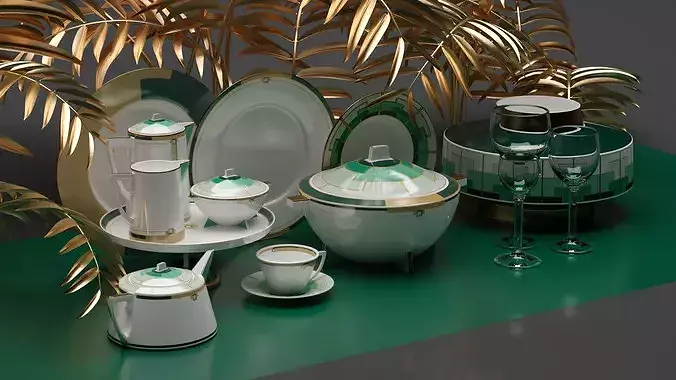 Tea Set 3D model 2