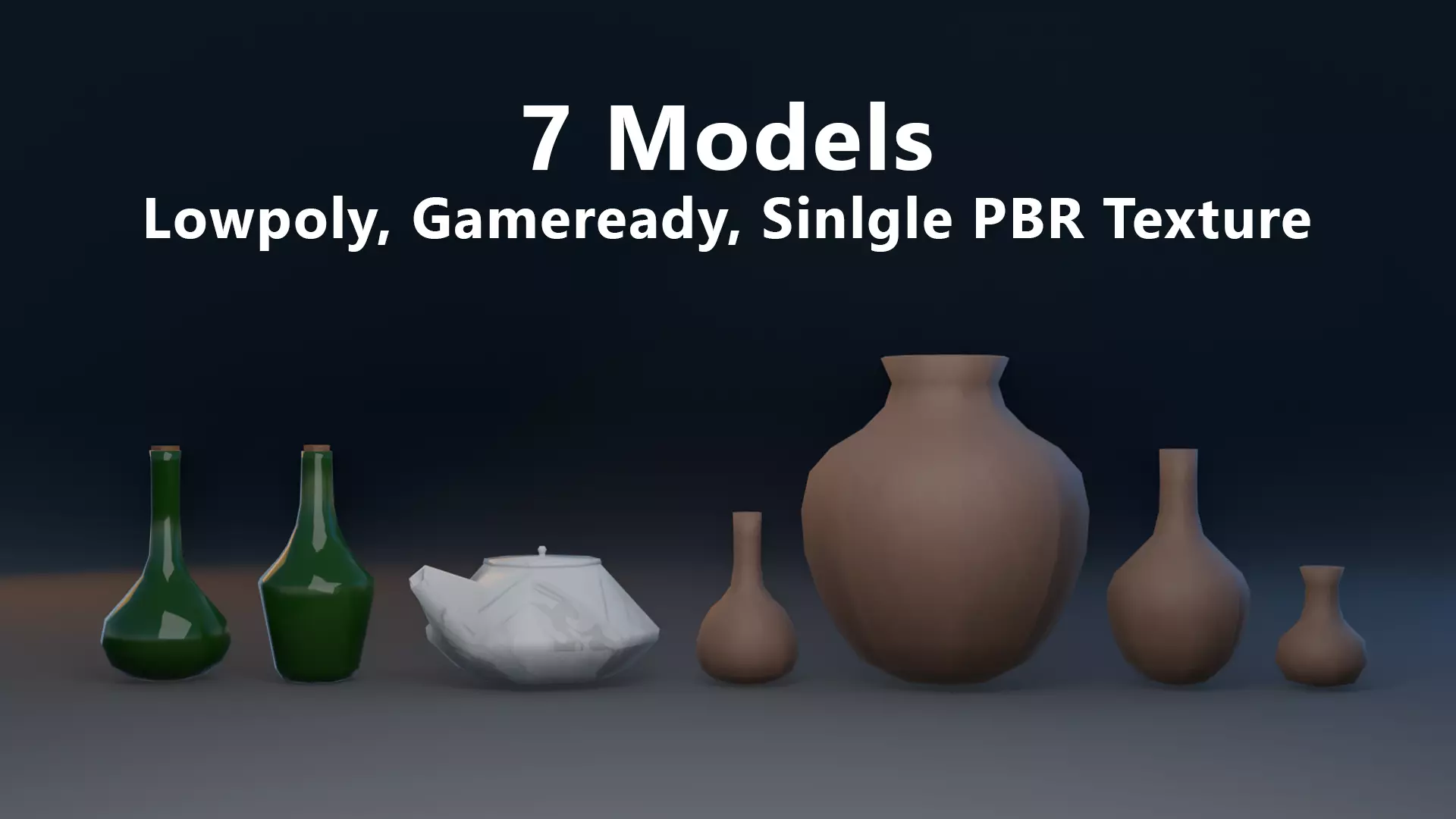 7 Free Low Poly Pottery Models - Game Ready PBR Pack Free low-poly 3D model