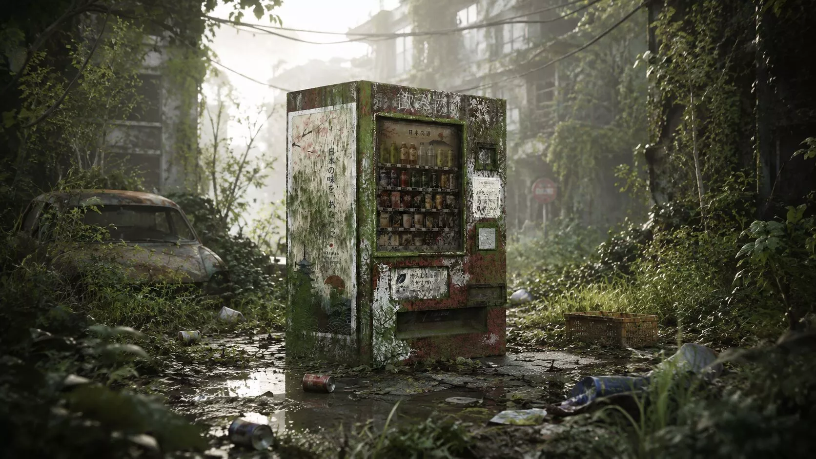 Abandoned Japanese Vending Machine - Weathered Low Poly 3D Model Low-poly 3D model