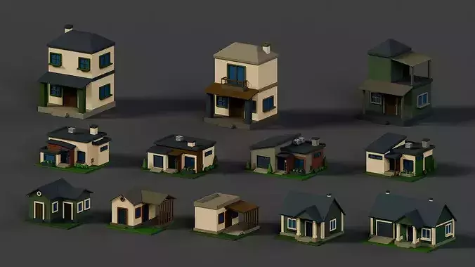 3D model Low poly Mega House pack VR / AR / low-poly | CGTrader