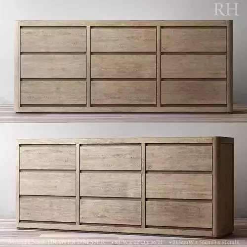 RH MARTENS 9-DRAWER DRESSER 3D model