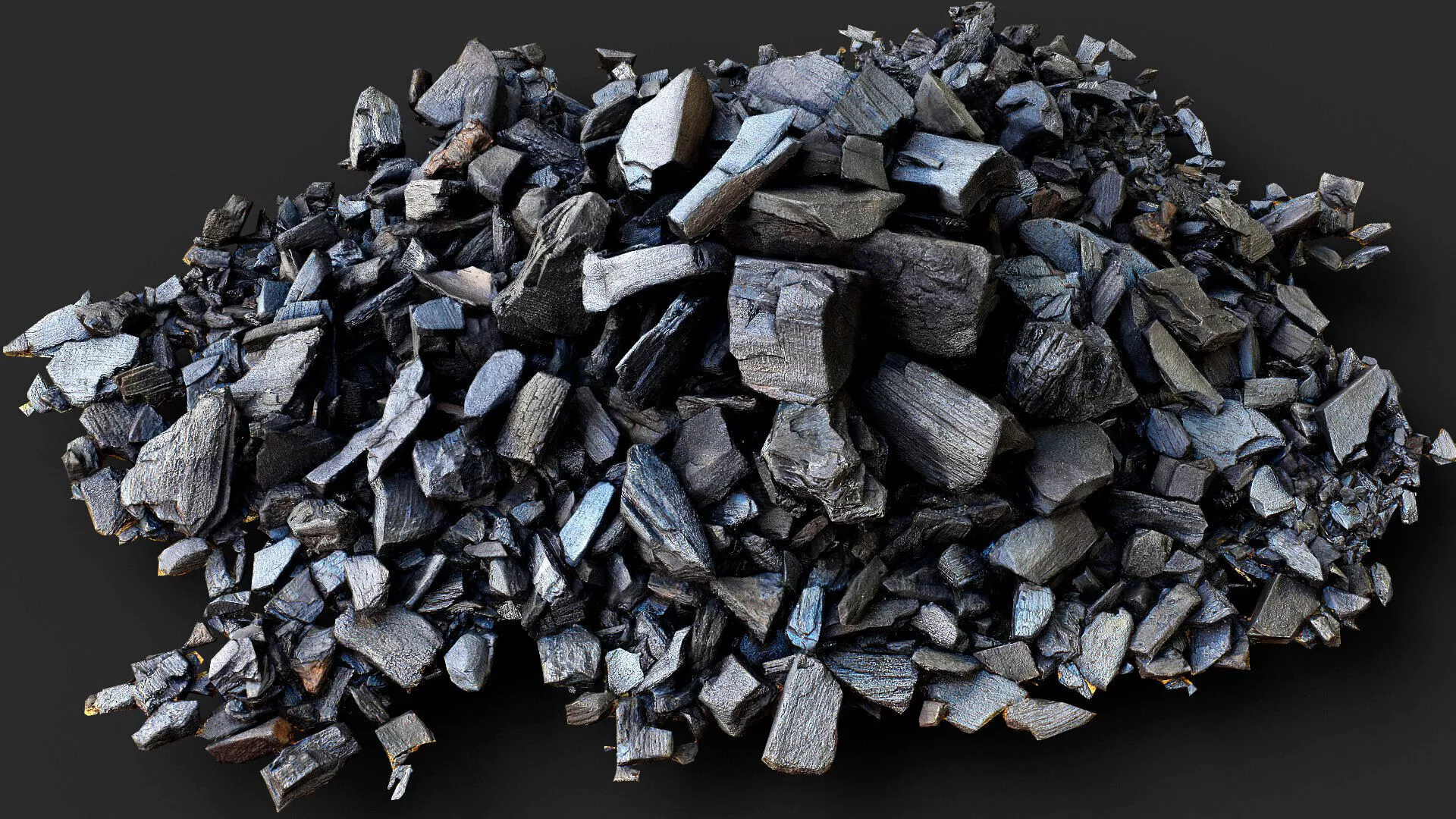burned ground coal debris pile PBR photogrammetry Low-poly 3D model