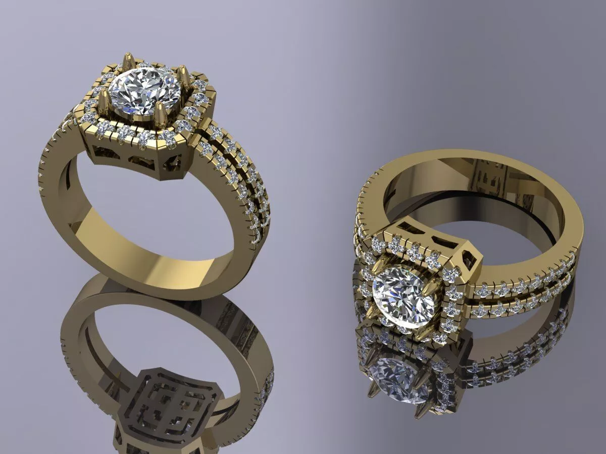 Diamonds Ring Luxury Jewelry Gold 3D print model