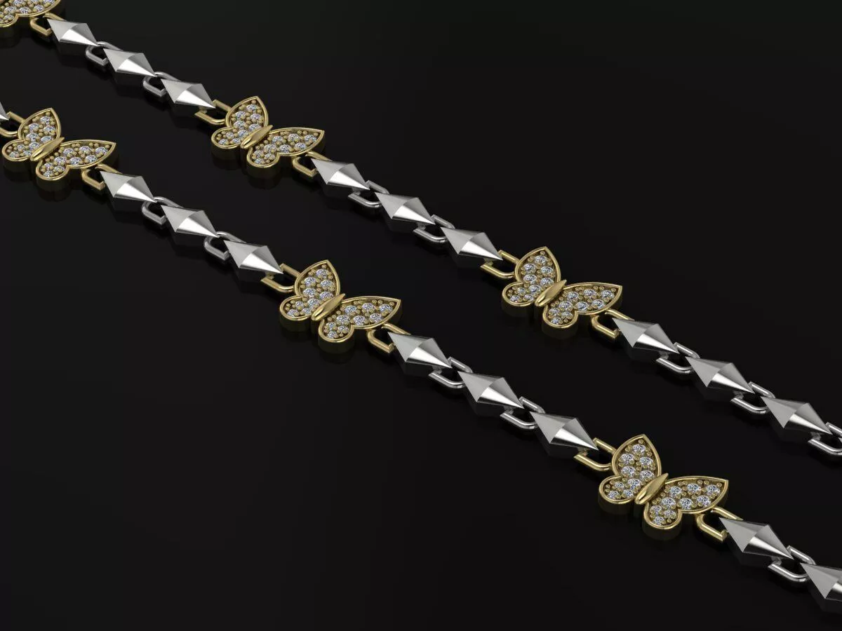 Butterfly Bracelet Luxury Jewelry Gold 3D print model