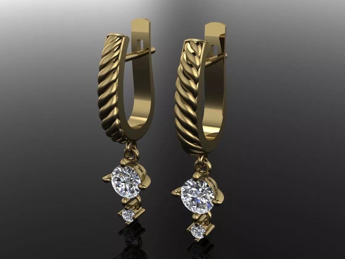 Earring Luxury Jewelry Gold 3D print model