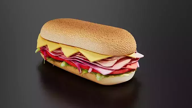 hero sandwich 3D print model 2