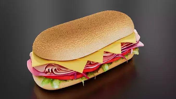 hero sandwich 3D print model 5