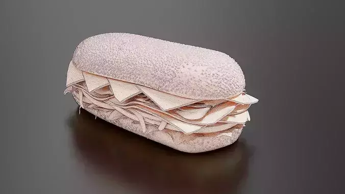 hero sandwich 3D print model 7