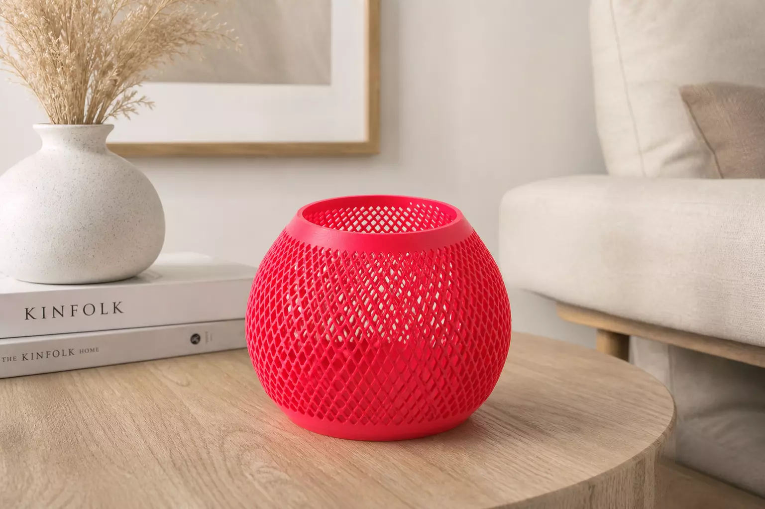 Red Lattice Bowl Modern Openwork Decorative Basket Free 3D print model