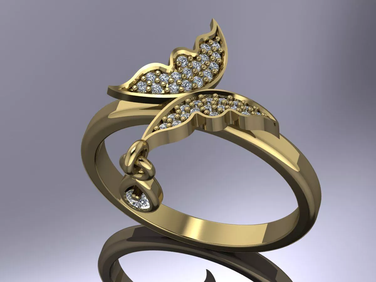 Butterfly Set Luxury jewelry Gold 3D print model