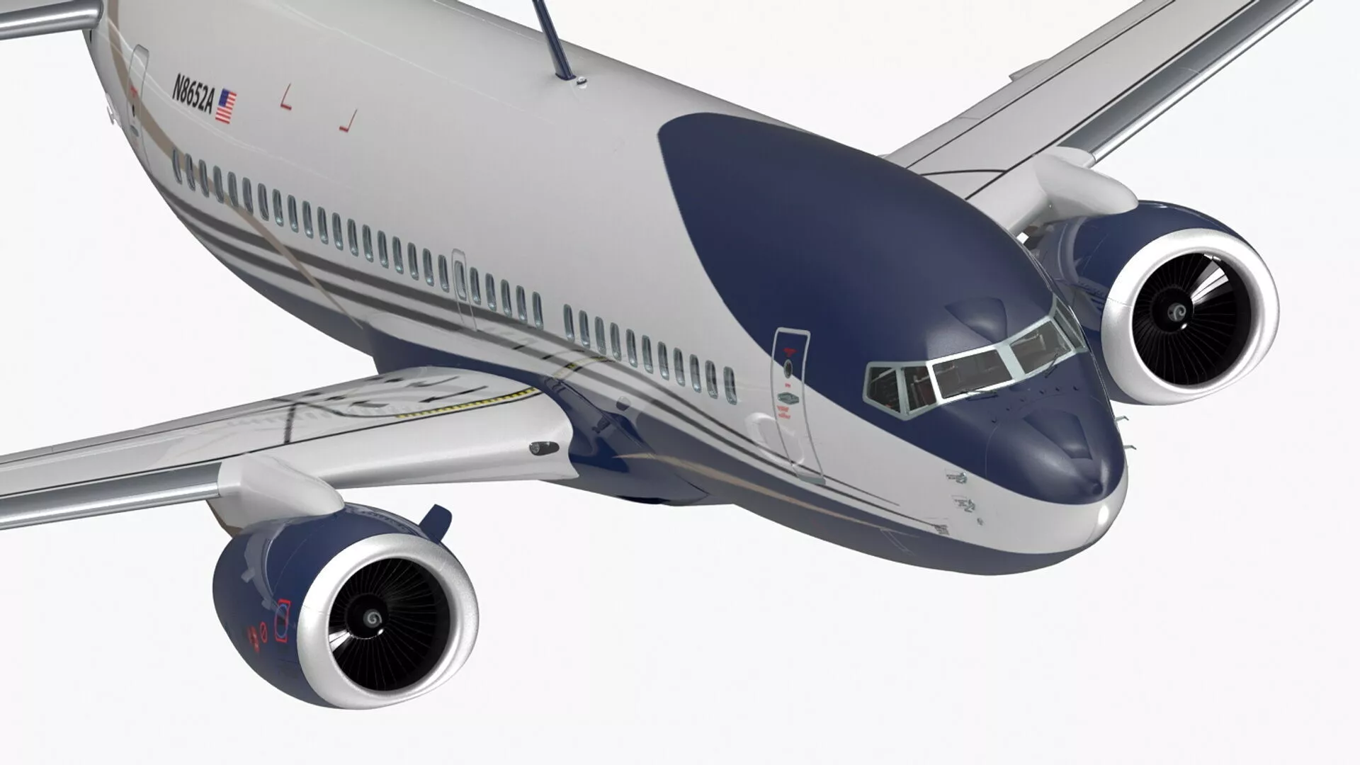 Boeing 737-700 with Interior Rigged for Cinema 4D 3D model