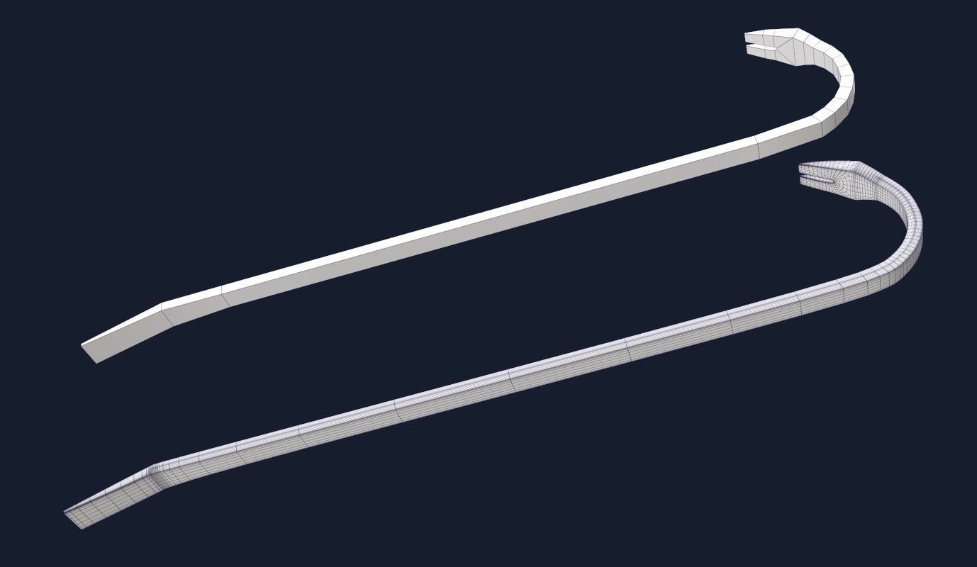 Crowbar and Halligan Bar Game Ready Low-poly 3D model_4