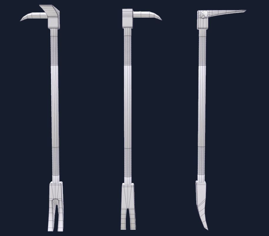 Crowbar and Halligan Bar Game Ready Low-poly 3D model_10
