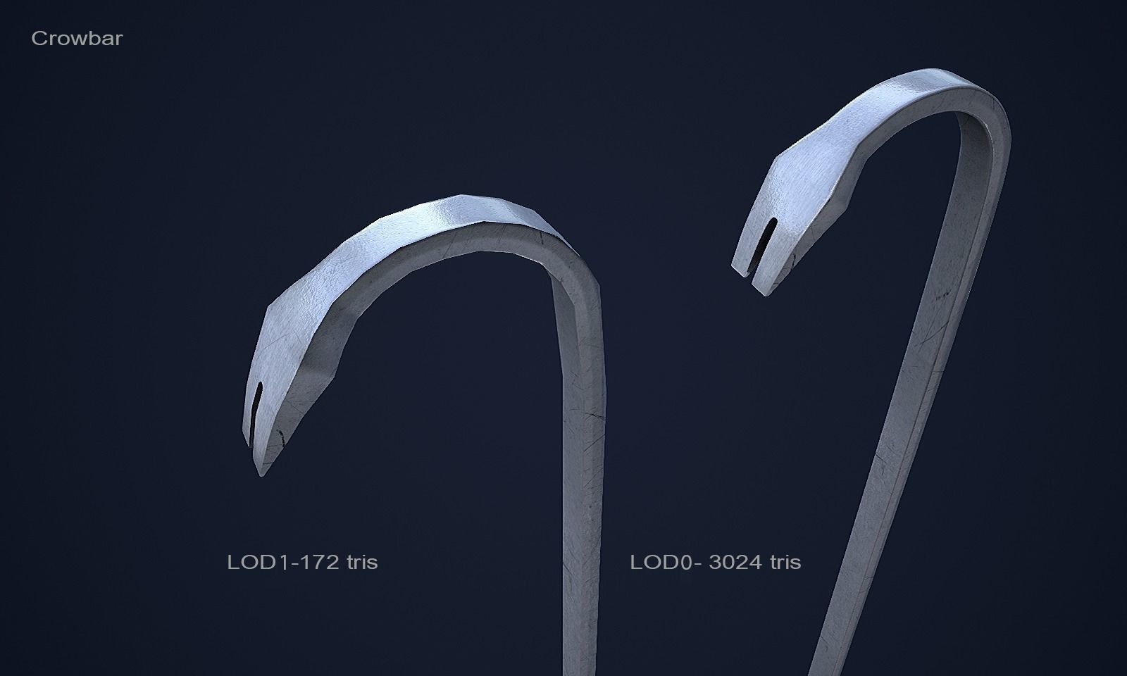 Crowbar and Halligan Bar Game Ready Low-poly 3D model_1