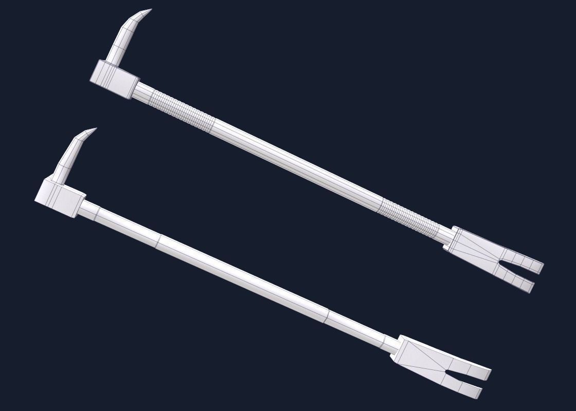 Crowbar and Halligan Bar Game Ready Low-poly 3D model_8