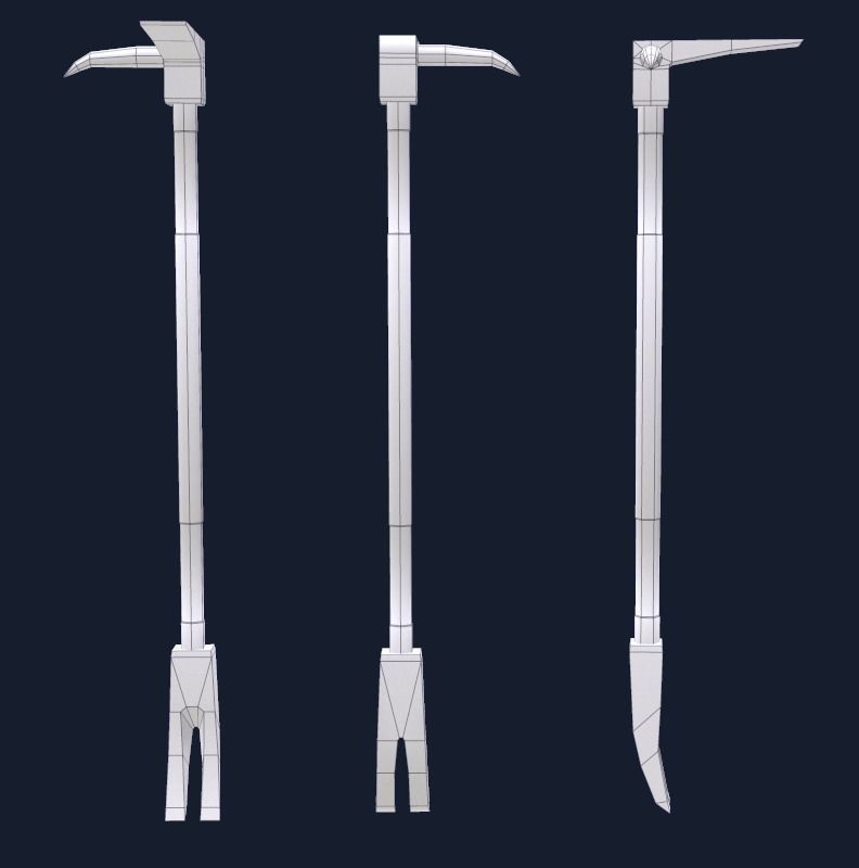Crowbar and Halligan Bar Game Ready Low-poly 3D model_9