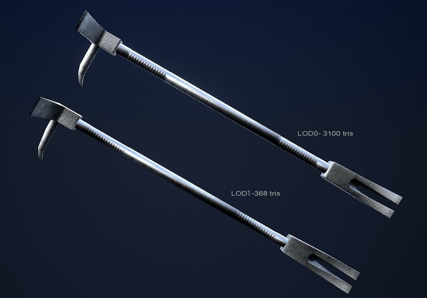 Crowbar and Halligan Bar Game Ready Low-poly 3D model_5