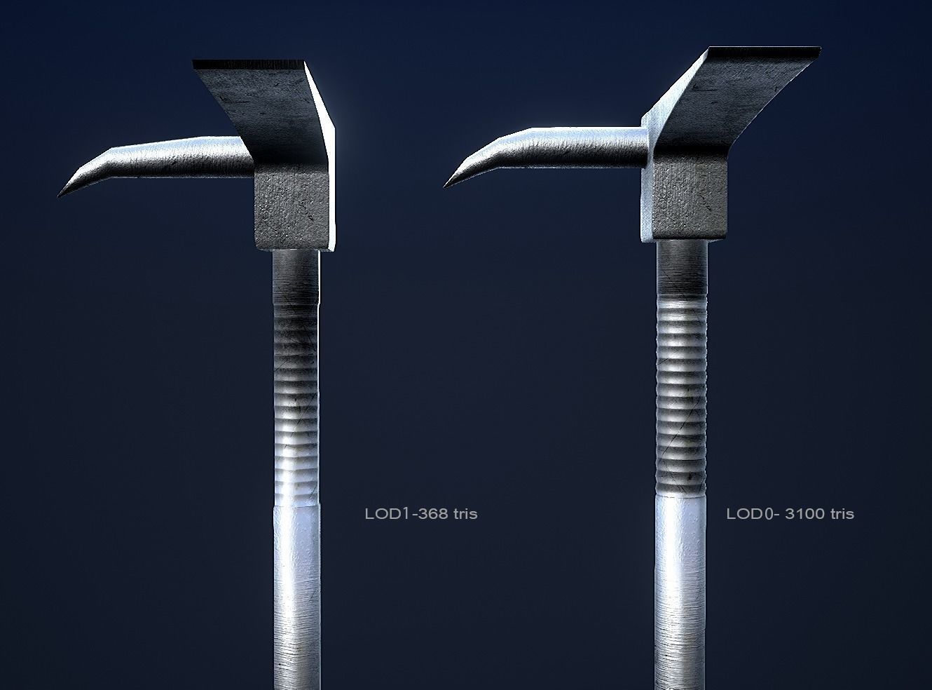 Crowbar and Halligan Bar Game Ready Low-poly 3D model_6