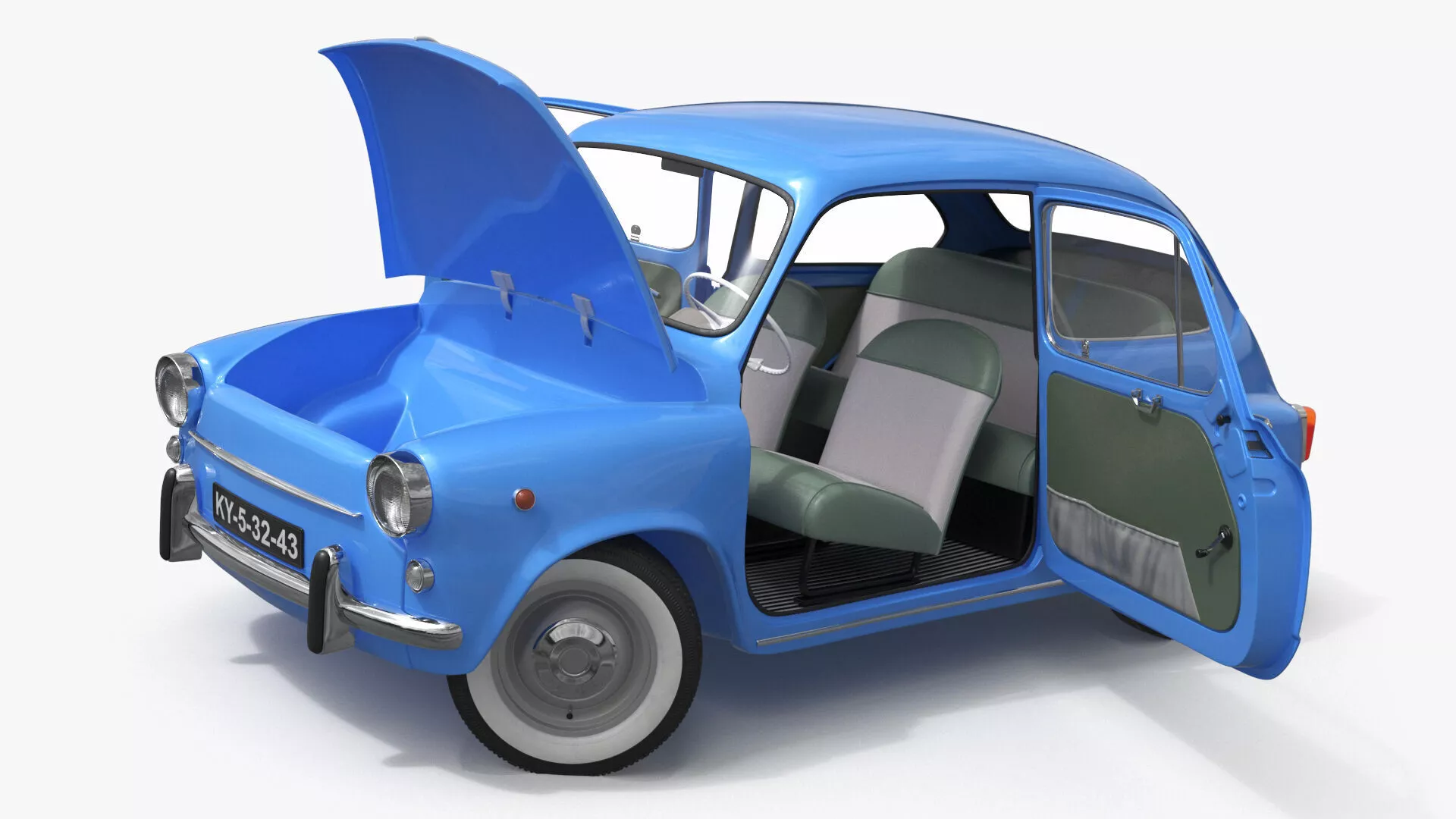 Small Urban Hatchback Blue Rigged 3D model