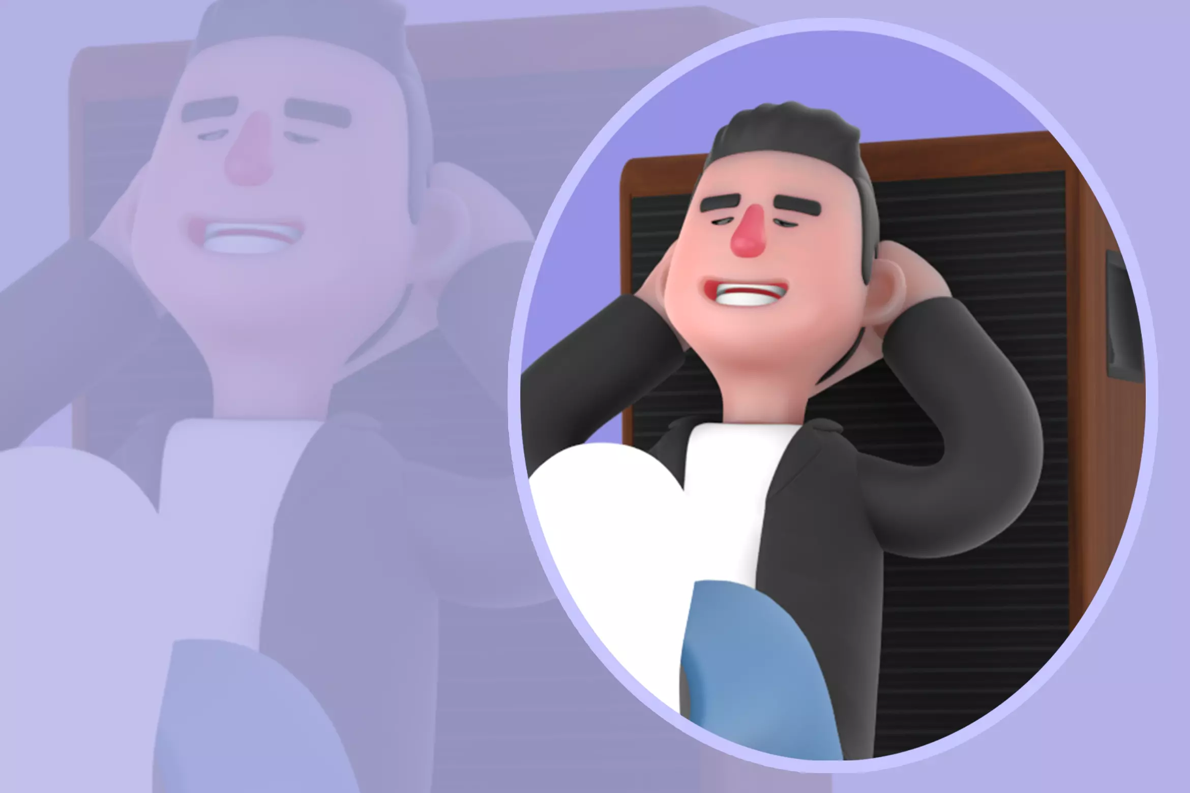 Stylized 3D Musician Character - Relaxing Cartoon Listener 3D model