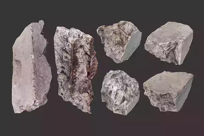 Small Concrete Debris Pack Low-poly 3D model