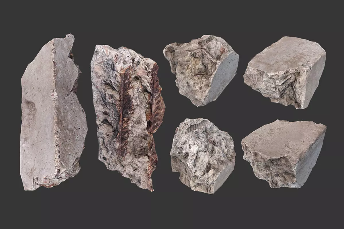 Small Concrete Debris Pack Low-poly 3D model_0