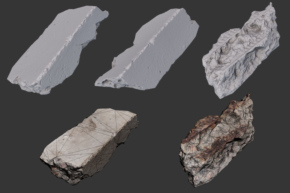 Small Concrete Debris Pack Low-poly 3D model_6