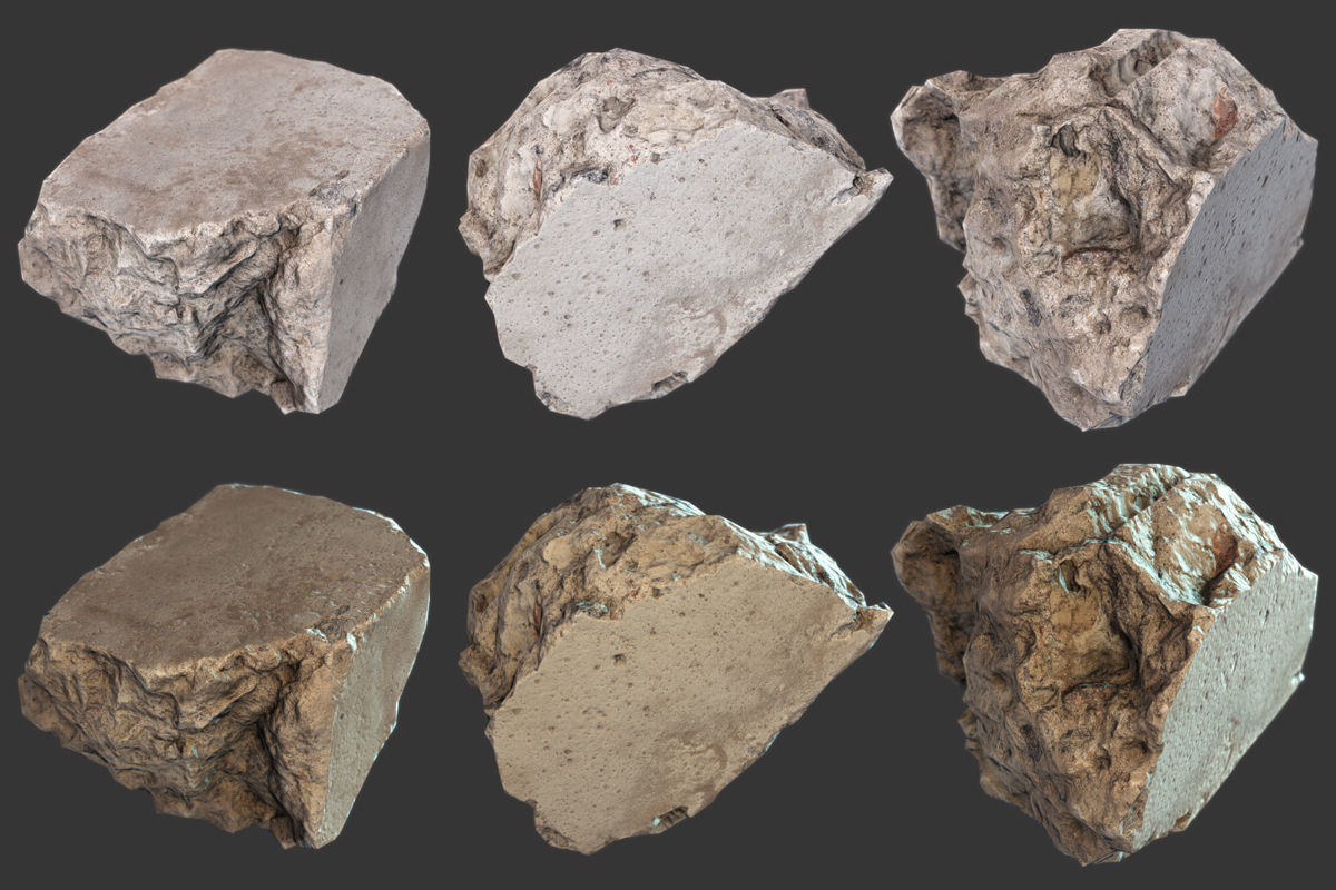 Small Concrete Debris Pack Low-poly 3D model_1