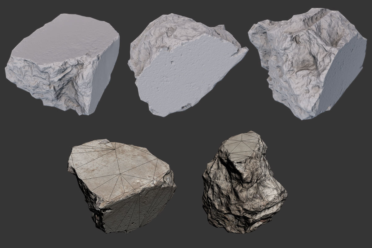 Small Concrete Debris Pack Low-poly 3D model_2