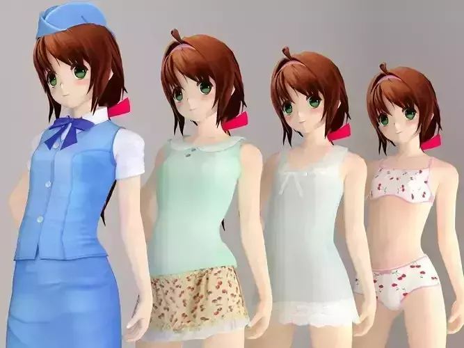 Karin anime girl pose 2 3D model