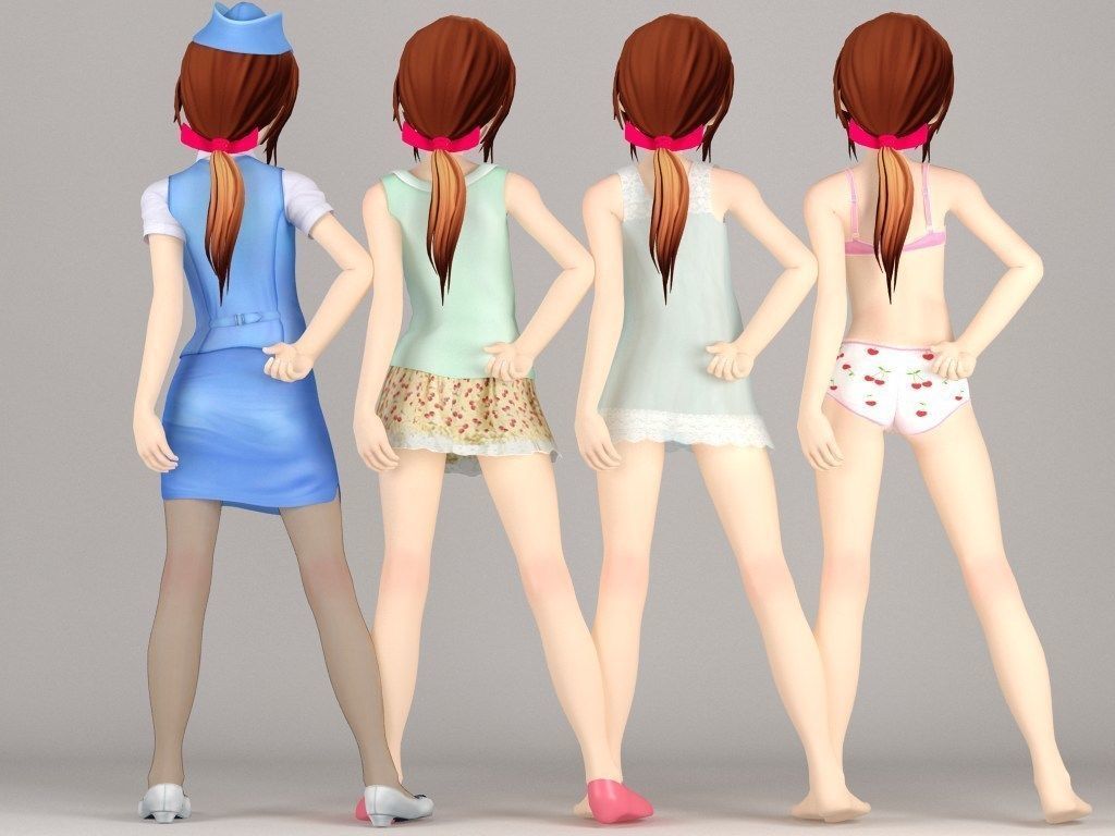 Karin anime girl pose 2 3D model_6