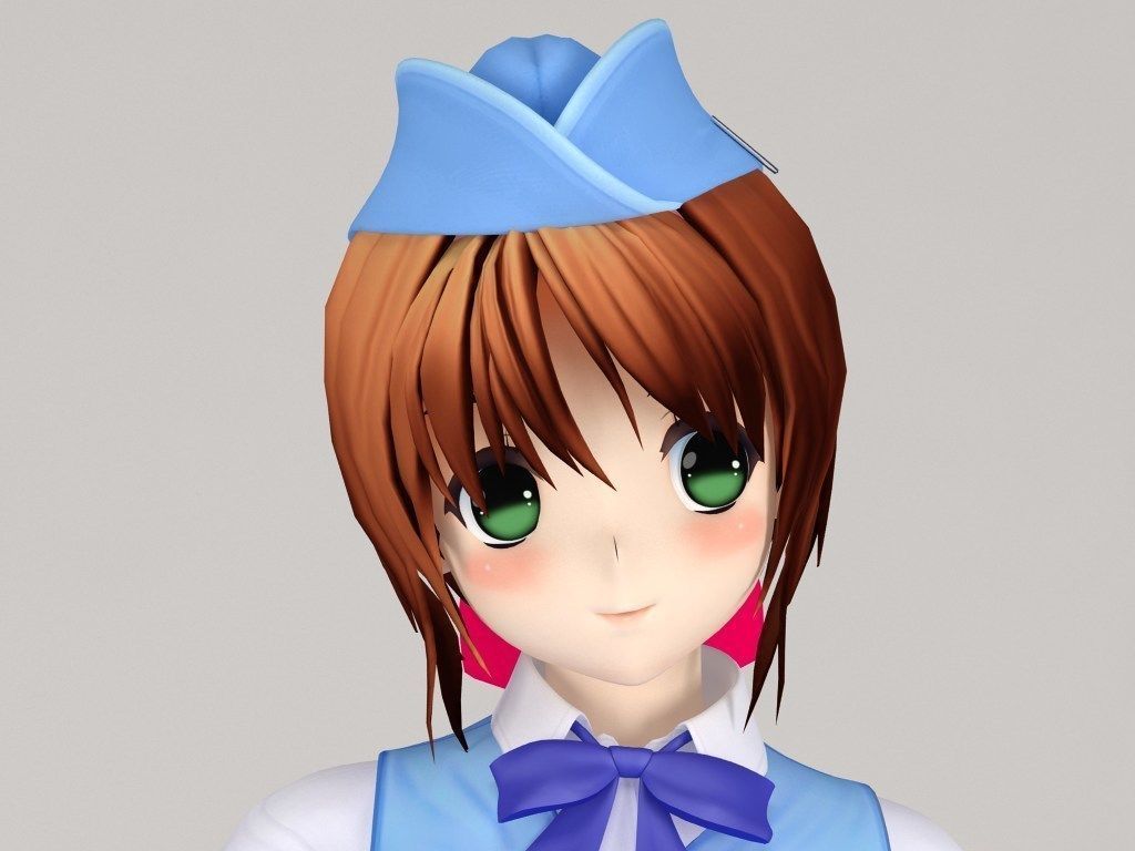 Karin anime girl pose 2 3D model_1