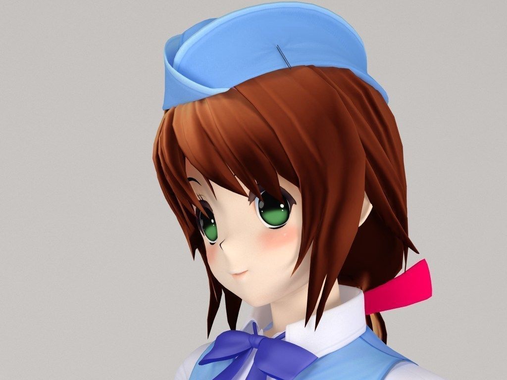 Karin anime girl pose 2 3D model_2