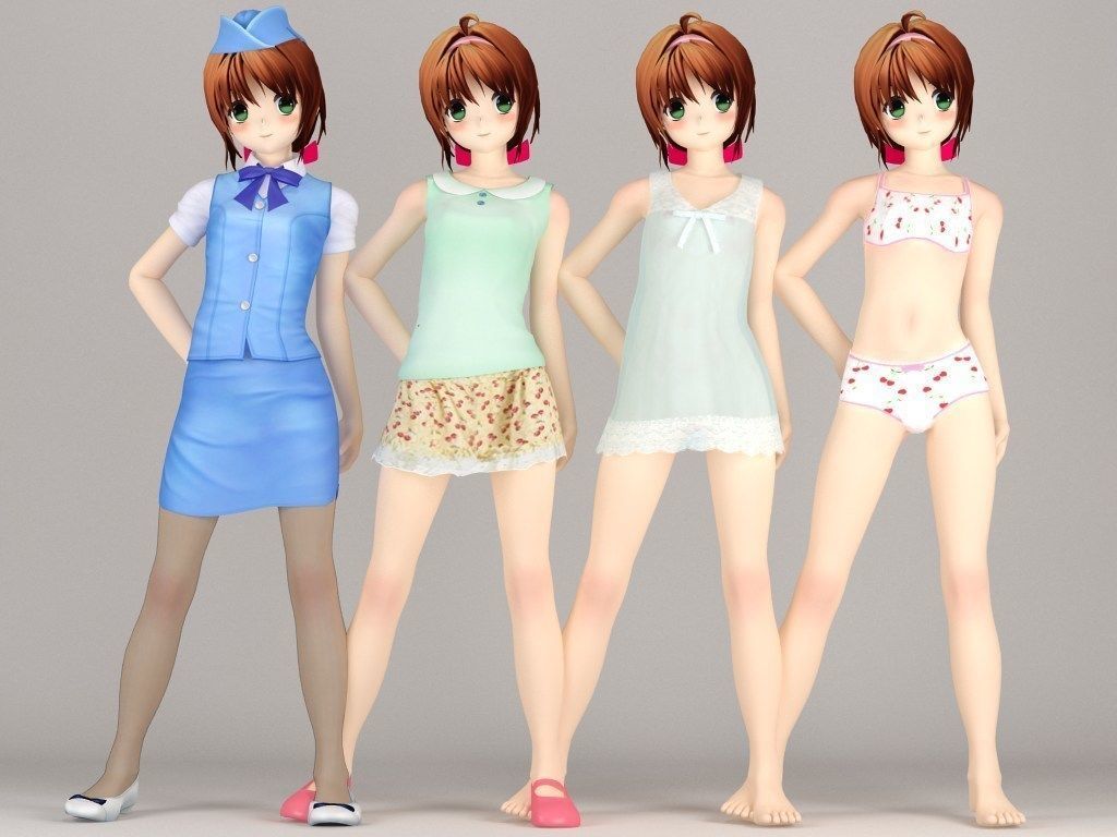 Karin anime girl pose 2 3D model_3