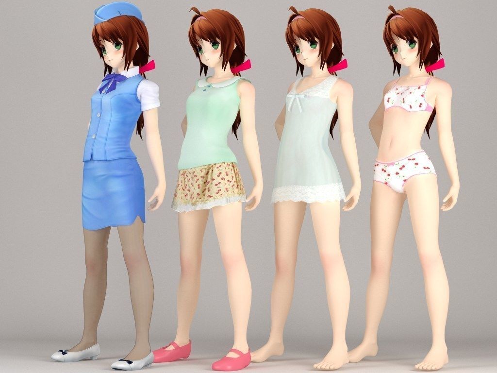 Karin anime girl pose 2 3D model_4