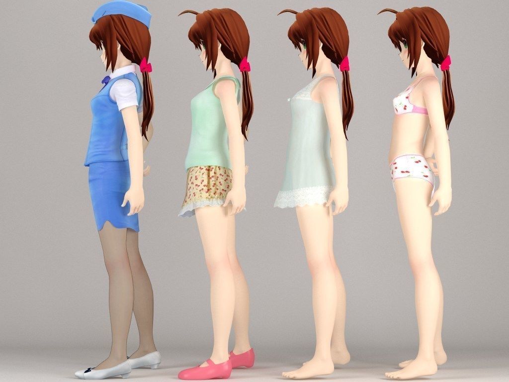 Karin anime girl pose 2 3D model_5