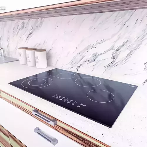 Black Electric Ceramic Hob - LOW POLY