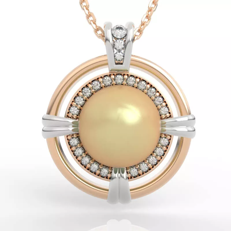 Compass Frame Pearl Diamond Halo Pendant 3D print model