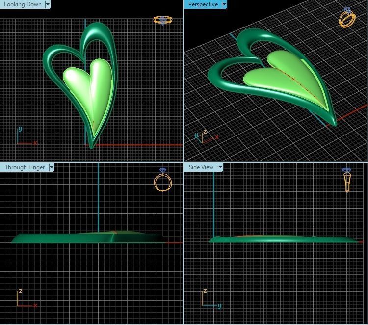 Pendant two hearts in gold and silver 3D print model_2