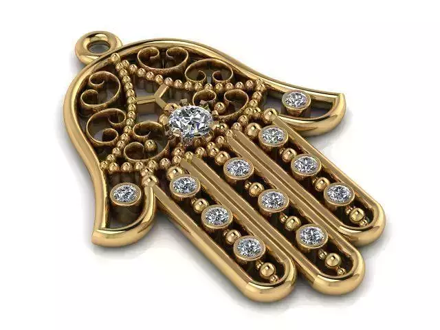 Pendant hamsa with diamonds