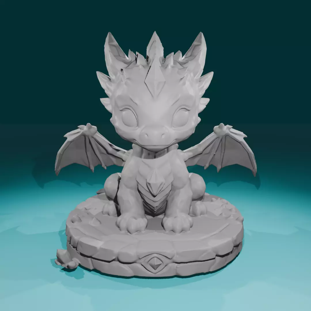 Chibi Crystal Dragon - High-Detail 3D Printable Miniature 3D print model