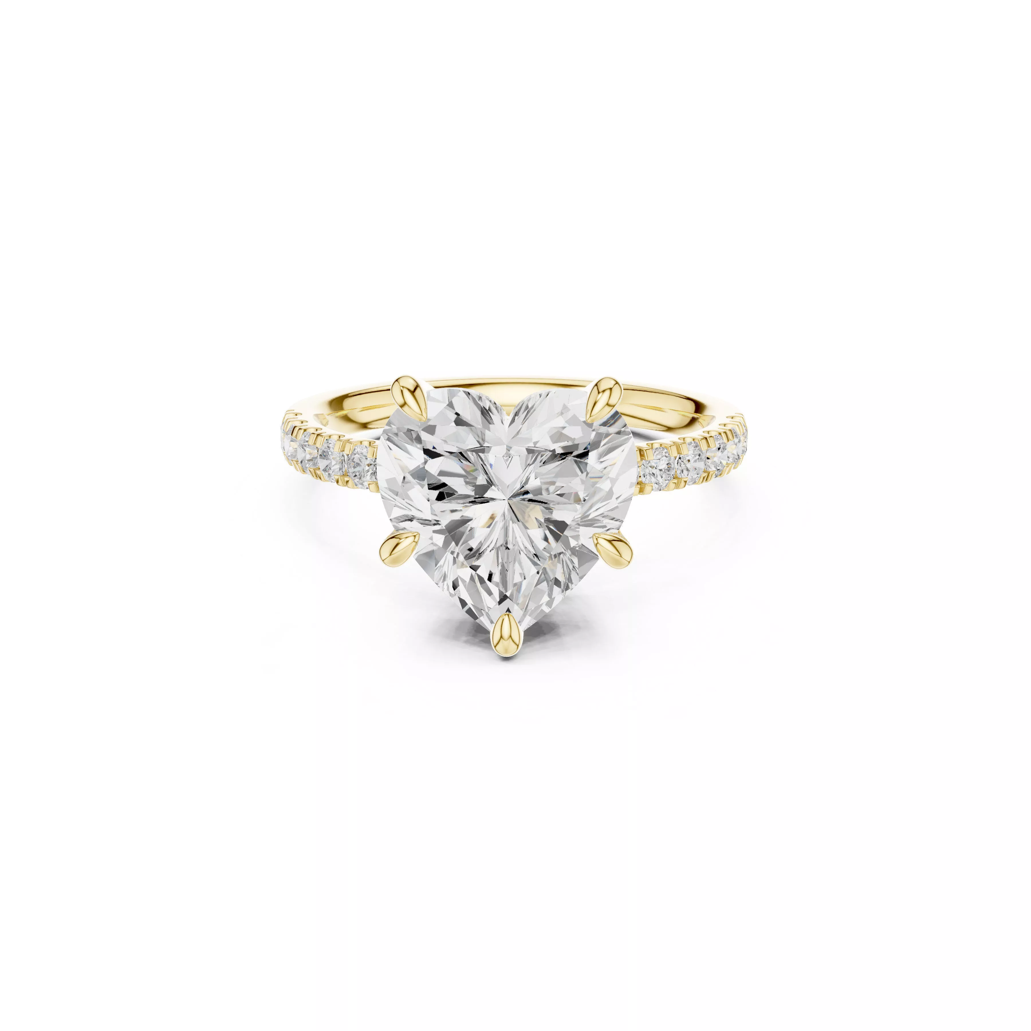 Heart Cut Solitaire Pave Engagement Ring CAD 3D print model