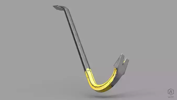 Game Ready Crowbar metal hook Low-poly 3D model