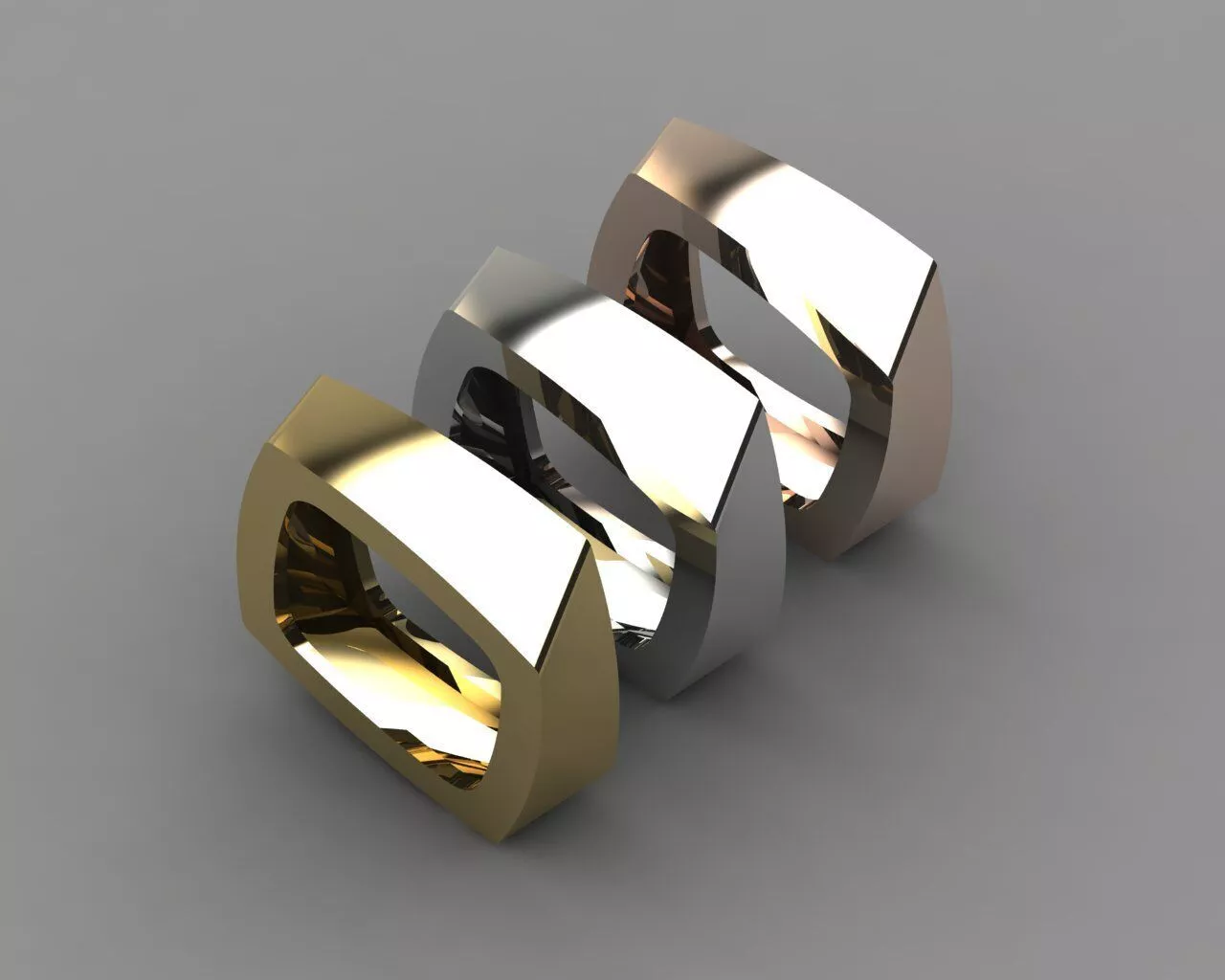 frame ring- minimal geometric signet ring 3D model 3D print model