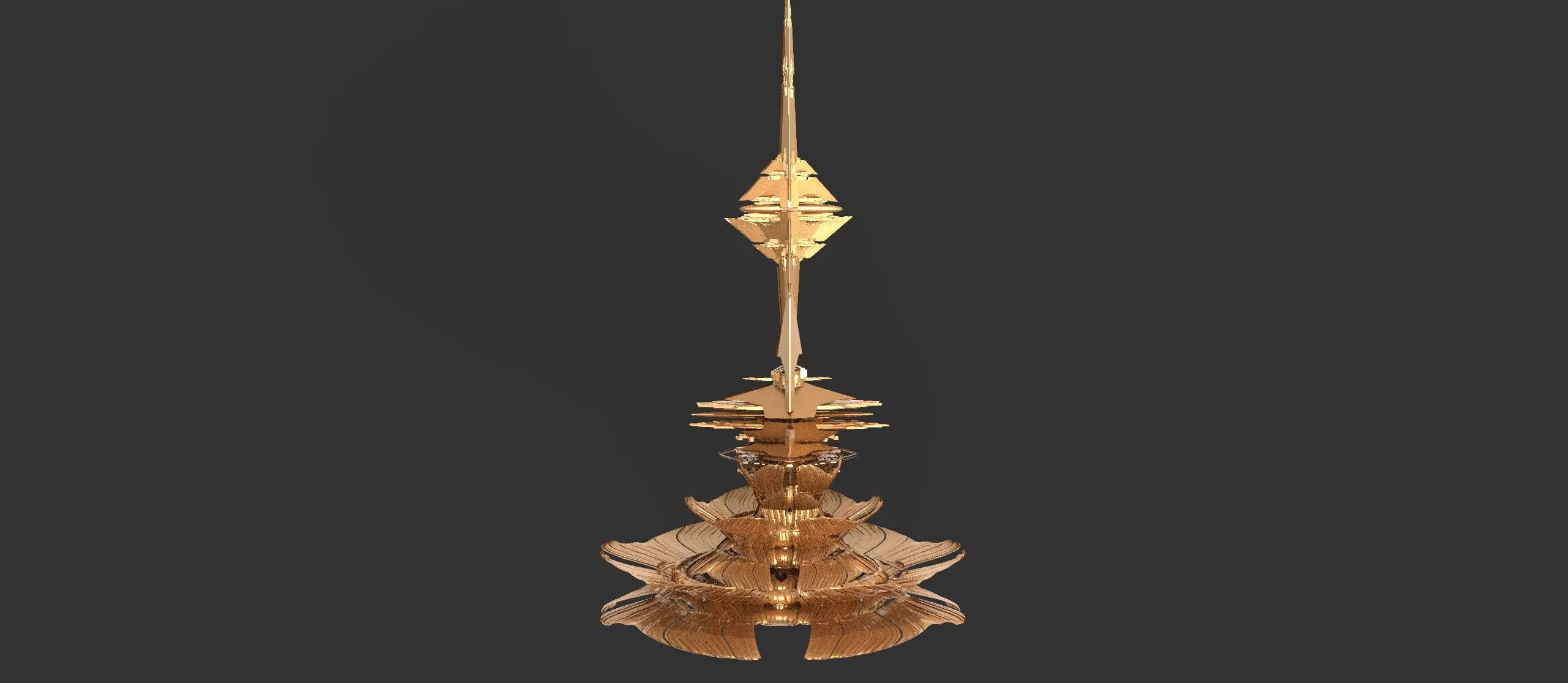 Cyber Silver tower 2 Low-poly 3D model