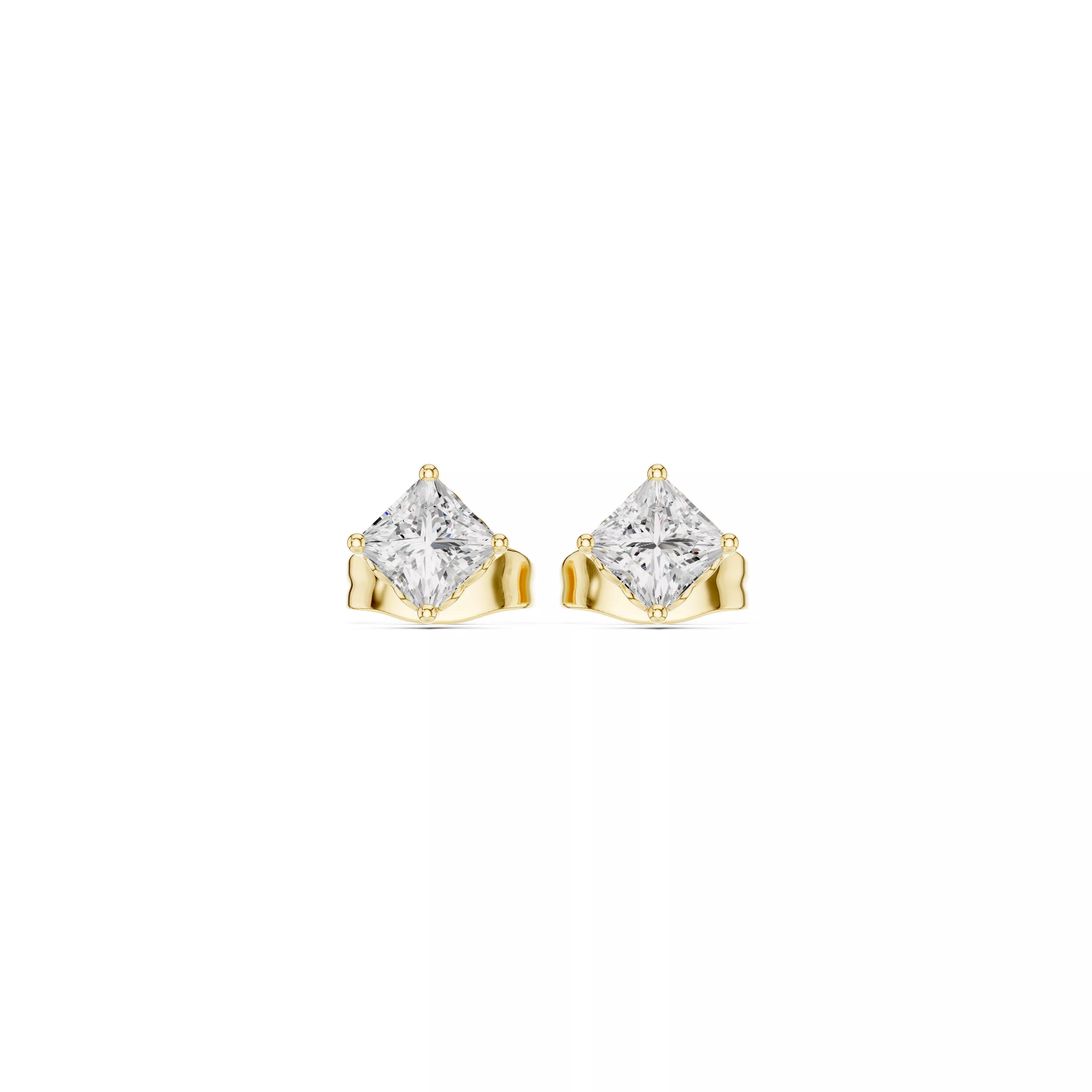 Princess Cut Solitaire Stud Earrings CAD 3D print model