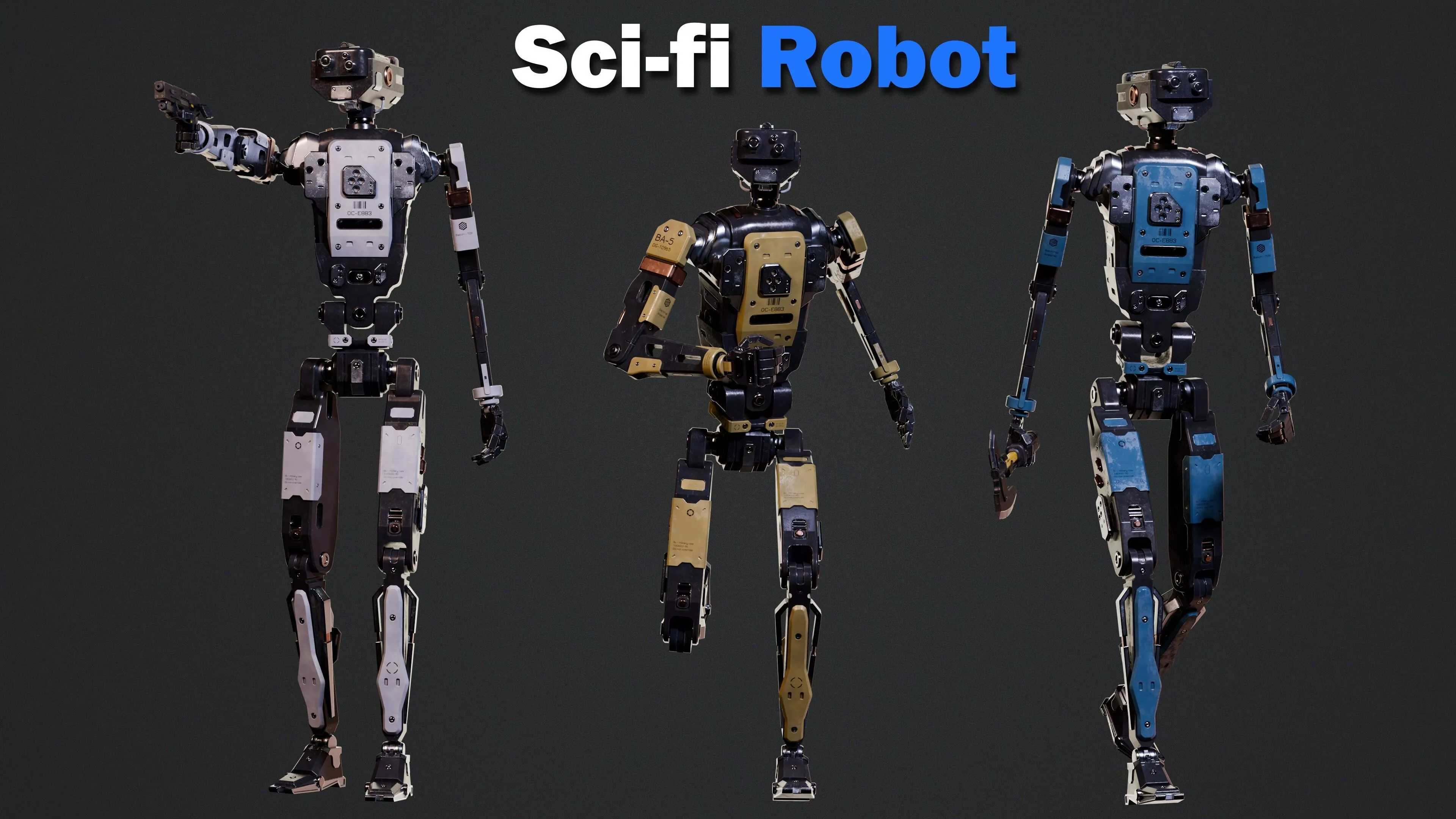 Scifi Robot - Animated Character Low-poly 3D model
